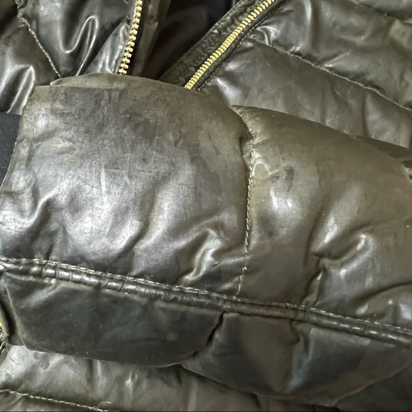 *ANDREW MARC Quilted Down Olive Fur‎ Lined Hood Après-Ski Winter Puffer Coat S - Picture 7 of 7